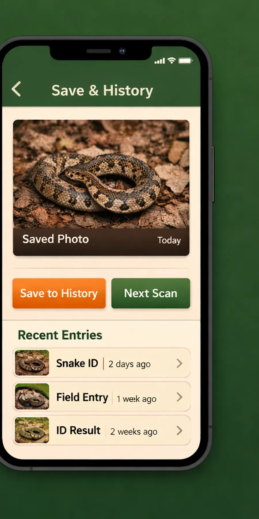 Saving snake identifier results